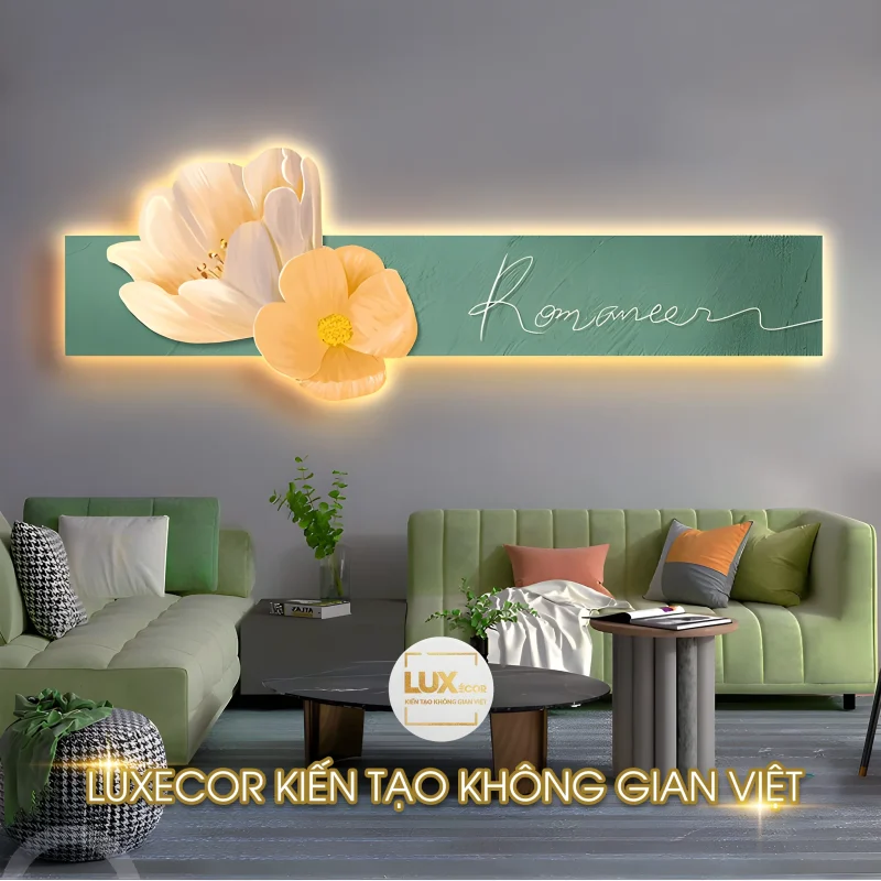 Tranh đèn led tráng gương pha lê uv hoa tulip