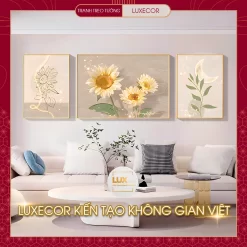 Tranh tráng gương hoa hướng dương treo tường LUXECOR