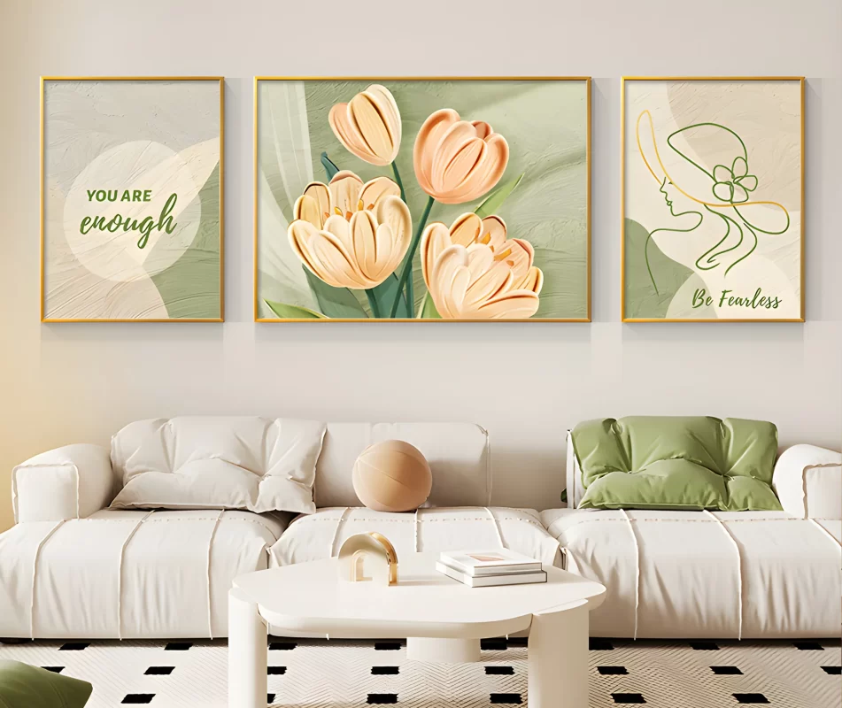 Tranh treo tường nghệ thuật hoa Tulip nghệ thuật trang trí phòng khách