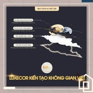 Cấu tạo tranh tráng gương đèn led Luxecor với mica trong suốt, gỗ MDF, công nghệ in UV và dải đèn LED phát sáng