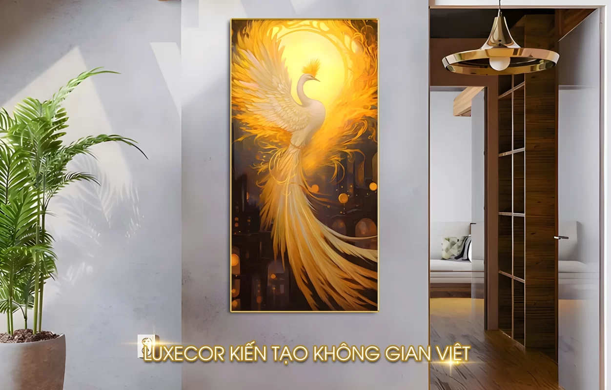 Tranh tráng gương Phượng Hoàng bách điểu triều phượng giúp mang lại vận khí và sức khỏe cho người mệnh Hỏa
