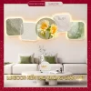Tranh tráng gương đèn led treo tường hoa hướng dương vàng nghệ thuật LUXECOR