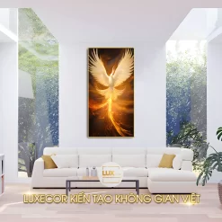 Tranh tráng gương nghệ thuật hiện đại LUXECOR - Chim Phượng Hoàng treo tường đẹp