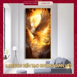 Tranh tráng gương treo tường trang trí chim phượng hoàng lửa phoenix LUXECOR
