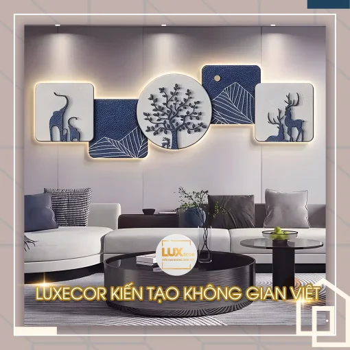 Tranh đèn LED cao cấp hươu voi nghệ thuật