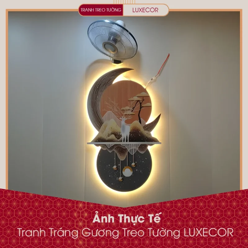 Tranh đèn LED phong thủy hươu nai tài lộc