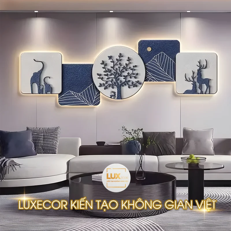 Tranh đèn led 3D hươu voi