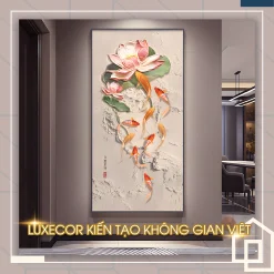 Tranh tráng gương hiện đại hoa sen sửu ngư quần tụ