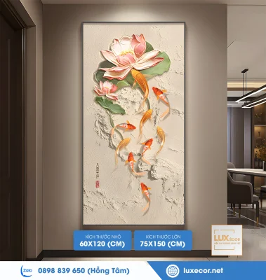 tranh tráng gương hoa sen