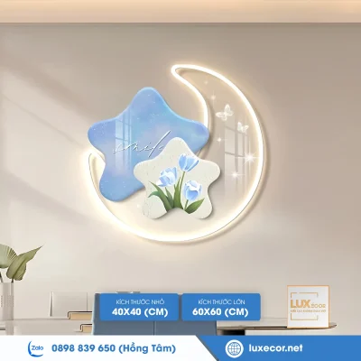Tranh trang trí đèn led hoạ tiết trăng và sao