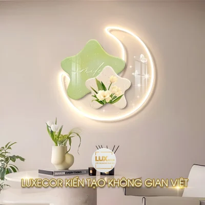 tranh mica led hoa tiết trăng và sao