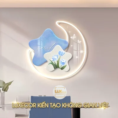 tranh neon led hoạ tiết trăng và sao