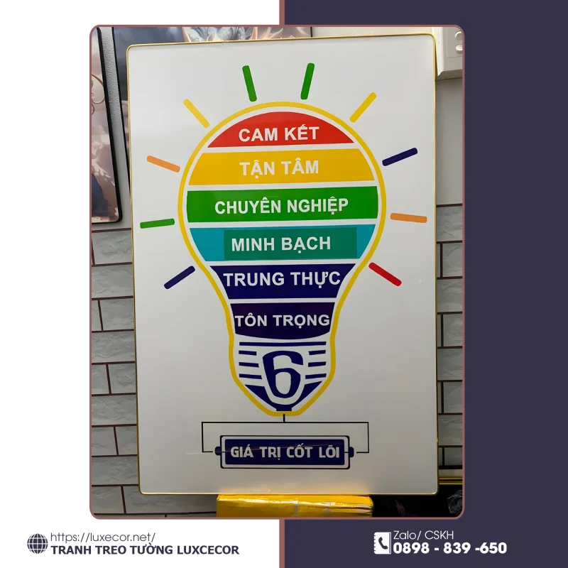 Tranh slogan văn phòng 6 giá trị cốt lõi