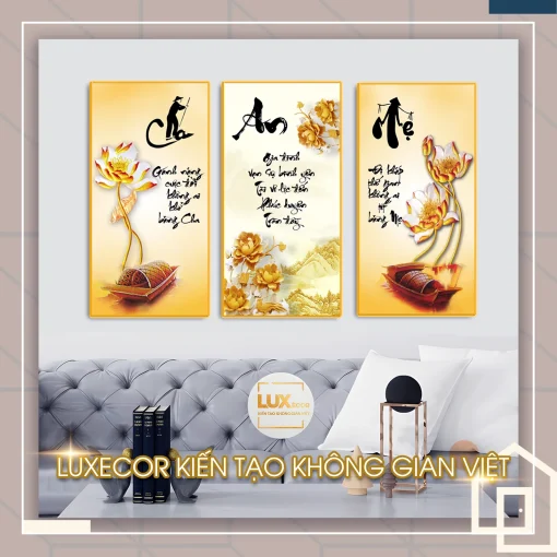 Tranh thư pháp cha mẹ tráng gương