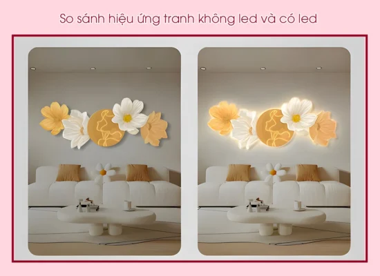 So sánh hiệu ứng tranh không led và có led