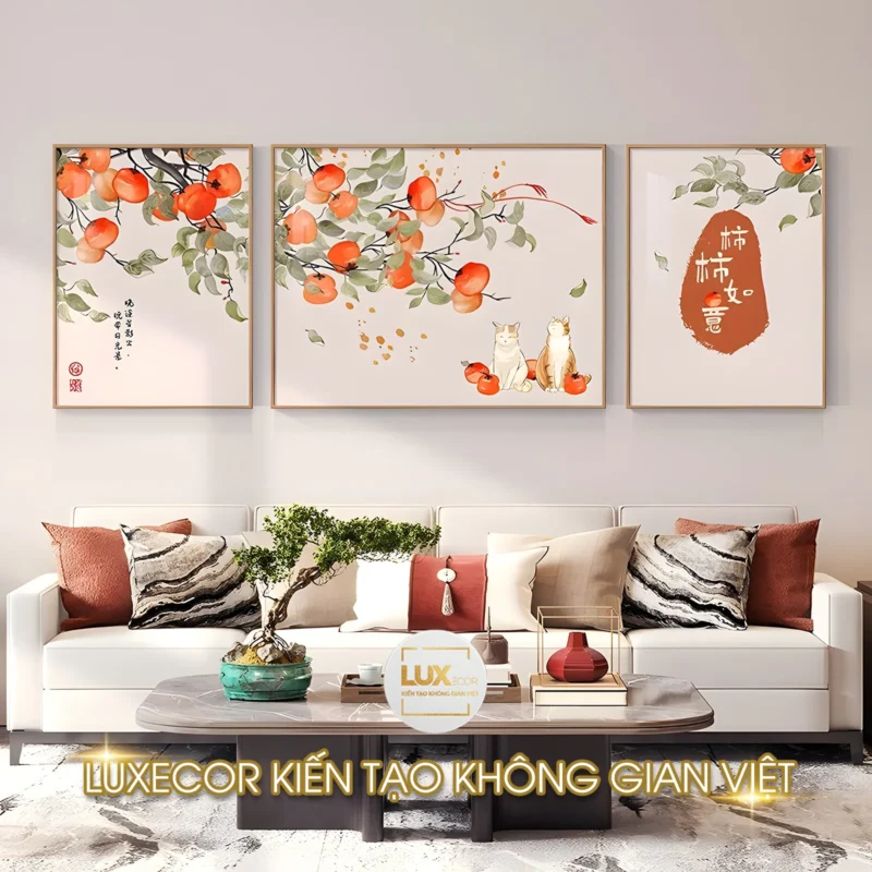 Tranh Cành Hồng Trĩu Quả Treo Tường