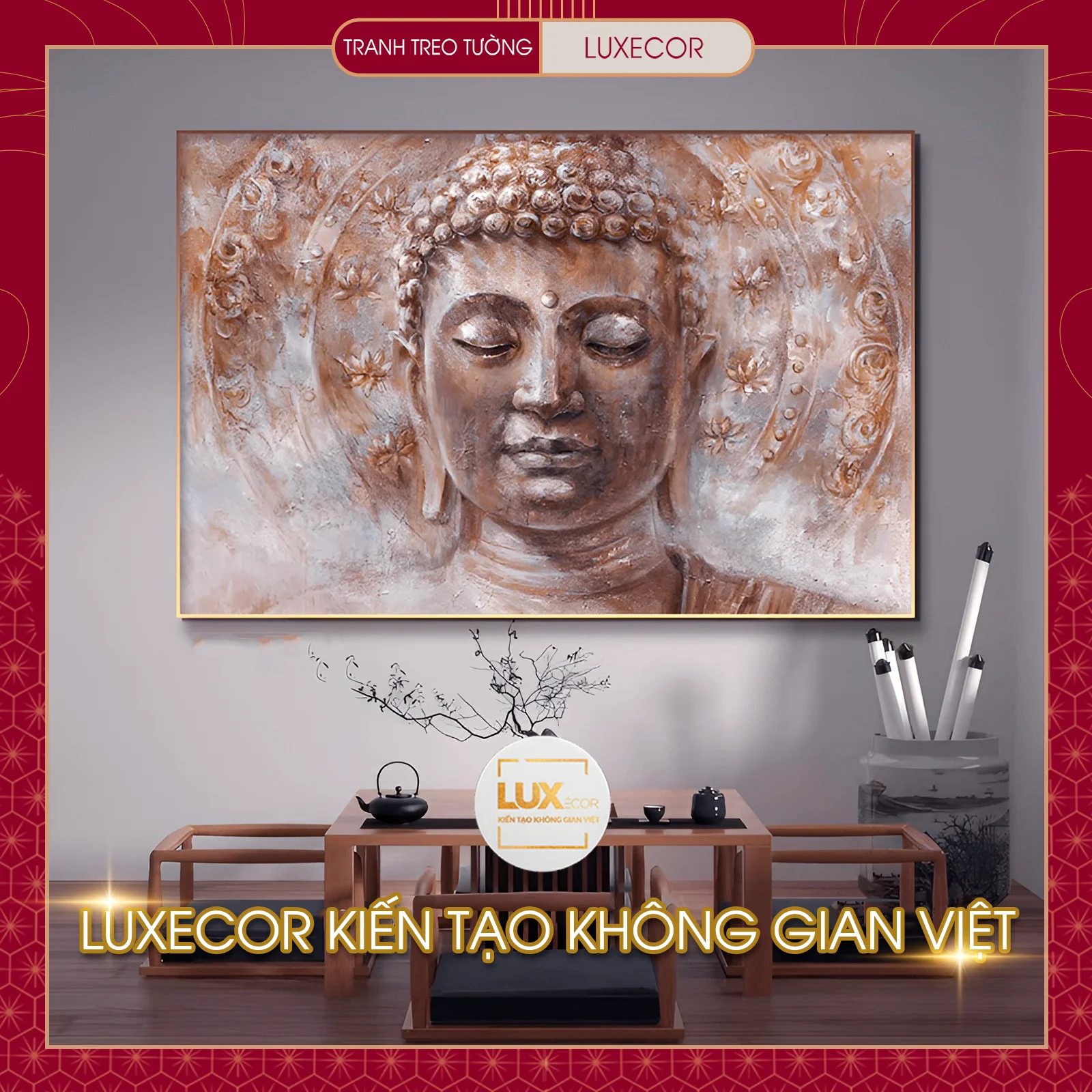 Tranh tráng gương Phật Thích Ca cao cấp