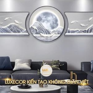 Tranh tráng gương hiện đại trang trí phòng khách Cửu ngư quần hội