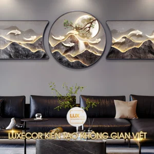 Tranh tráng gương nghệ thuật hiện đại cửu ngư quần hội treo tường