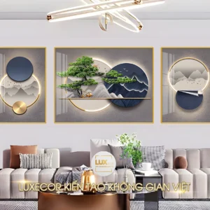 Tranh tráng gương treo tường phòng khách cao cấp
