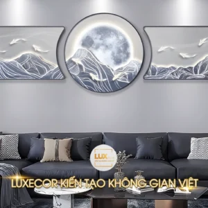 Tranh treo tường tráng gương cao cấp Cửu ngư quần hội trang trí phòng khách sang trọng hiện đại