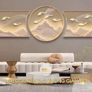 Tranh treo tường tráng gương cửu ngư quần hội hợp phong thủy phòng khách