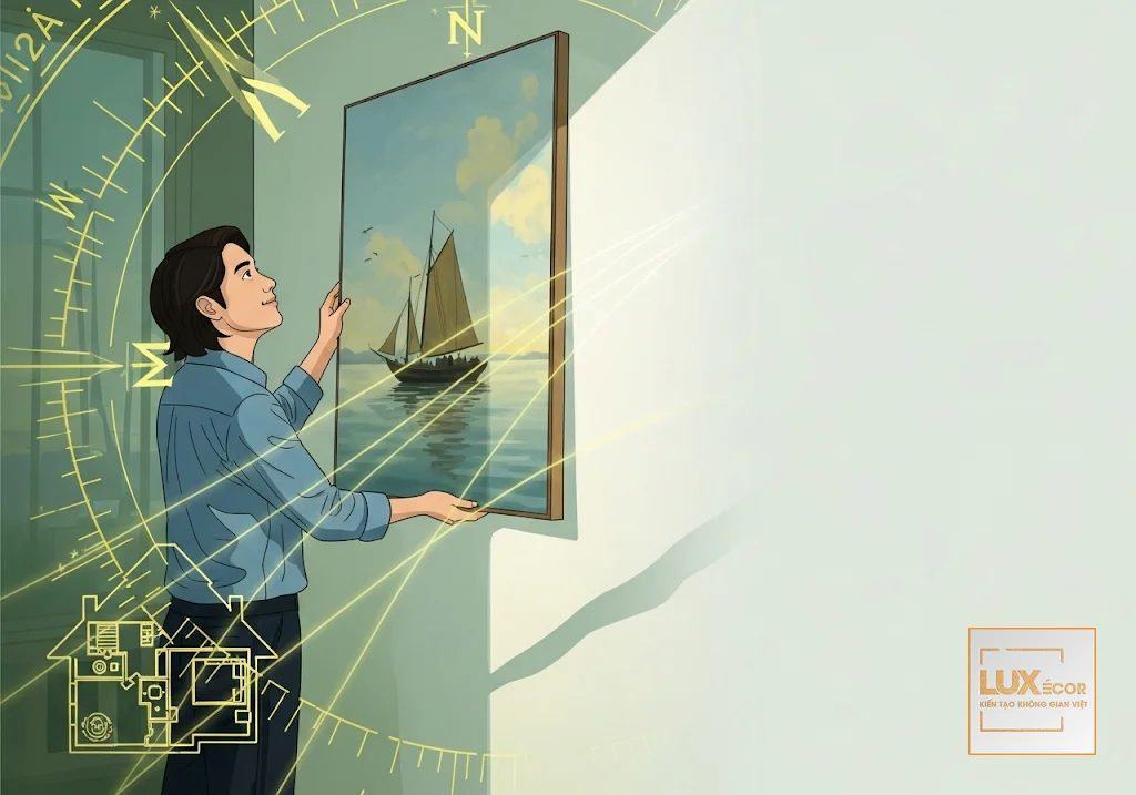Người chọn hướng treo tranh thuận buồm xuôi gió hợp phong thủy