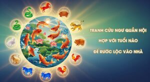 Tranh Cửu Ngư Quần Hội hợp tuổi nào để rước tài lộc, treo phong thủy hút may mắn