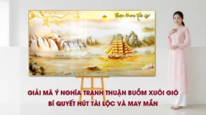 Tranh Thuận Buồm Xuôi Gió sang trọng treo tường phòng khách, biểu tượng phong thủy thu hút tài lộc và may mắn