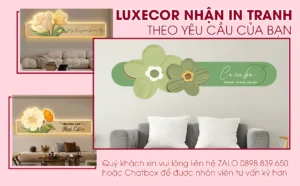 LUXECOR nhận in tranh tráng gương đèn LED theo yêu cầu: cá nhân hóa nội dung, logo thương hiệu và thiết kế độc quyền bằng AI