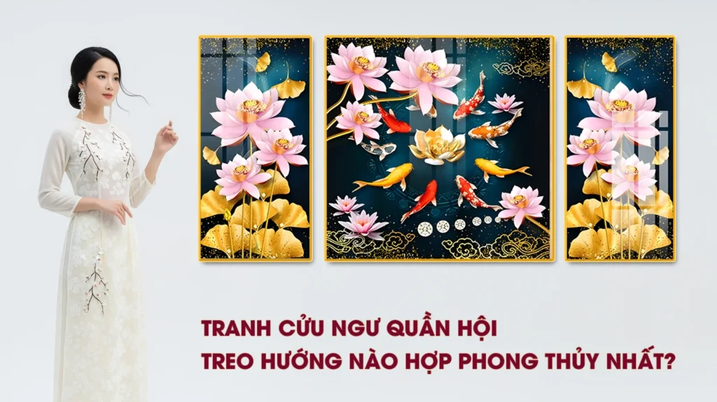 Tranh Cửu Ngư Quần Hội treo hướng nào hợp phong thủy nhất mang lại tài lộc