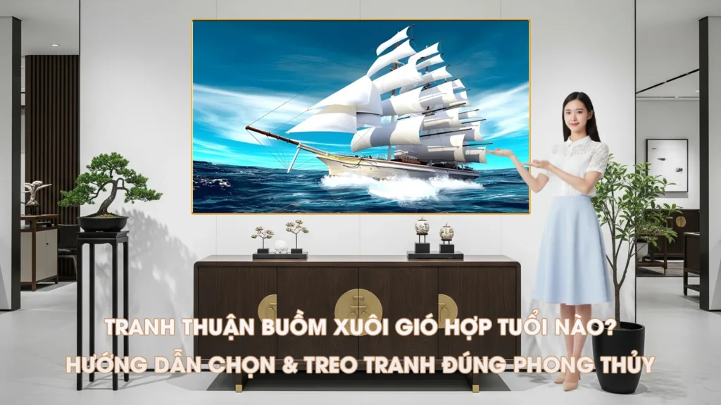 Tranh Thuận Buồm Xuôi Gió hợp tuổi nào, hướng dẫn chọn và treo tranh phong thủy đúng cách