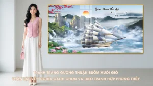 Tranh tráng gương Thuận Buồm Xuôi Gió treo tường sang trọng, biểu tượng phong thủy mang lại tài lộc và may mắn