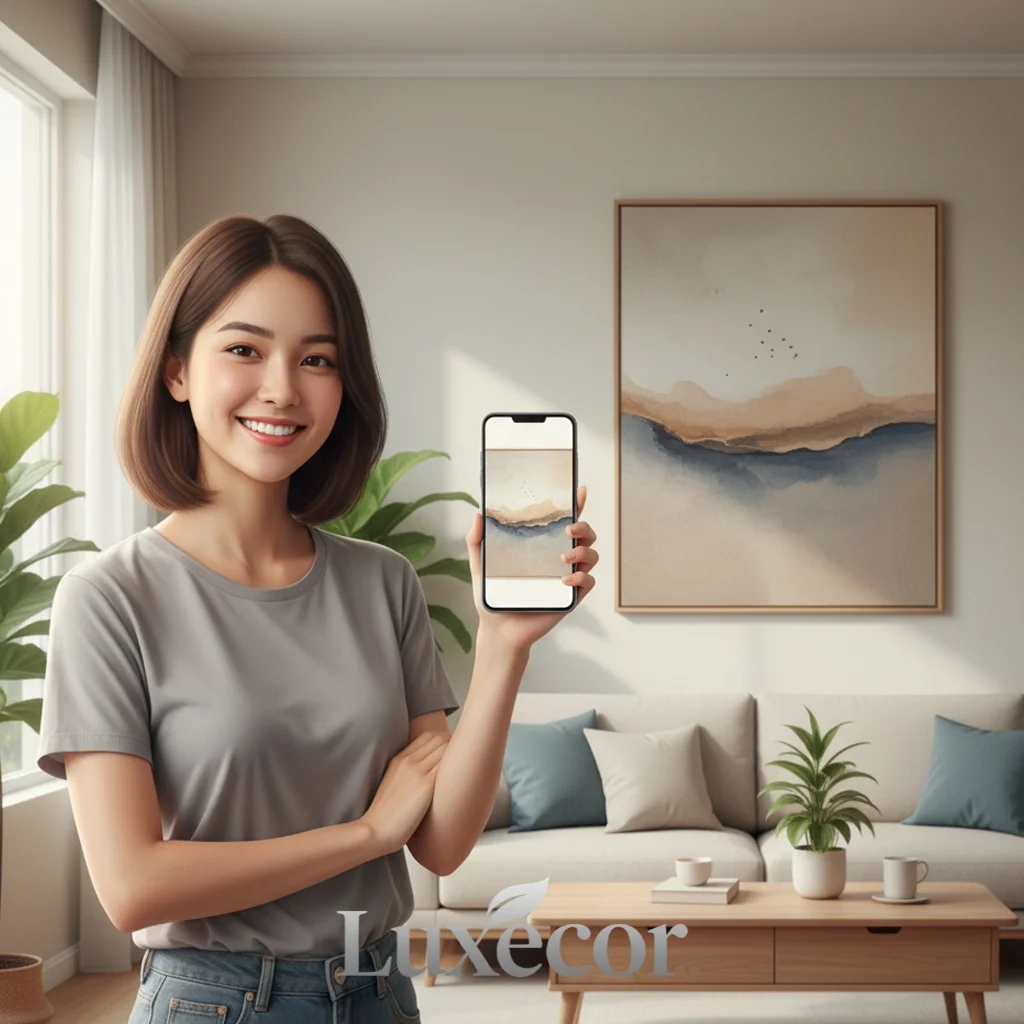 Người dùng ứng dụng AI thử tranh Wabi Sabi trên tường