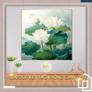 Tranh hoa sen tráng gương nghệ thuật cao cấp, biểu tượng phú quý, sang trọng và thu hút tài lộc cho không gian sống