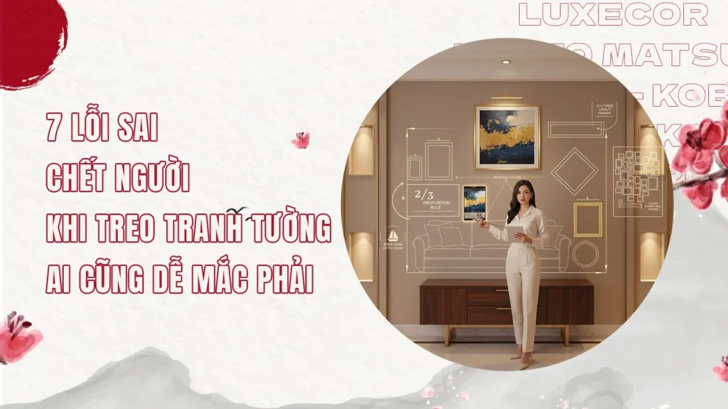 Hướng dẫn treo tranh tường đúng chuẩn với minh họa các lỗi sai phổ biến và cách sắp đặt lý tưởng.