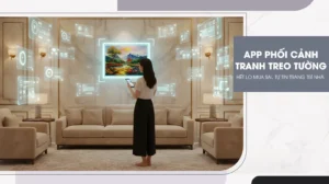 Người dùng xem trước tranh treo tường bằng app phối cảnh, giúp chọn đúng kích thước và màu sắc cho không gian sống.