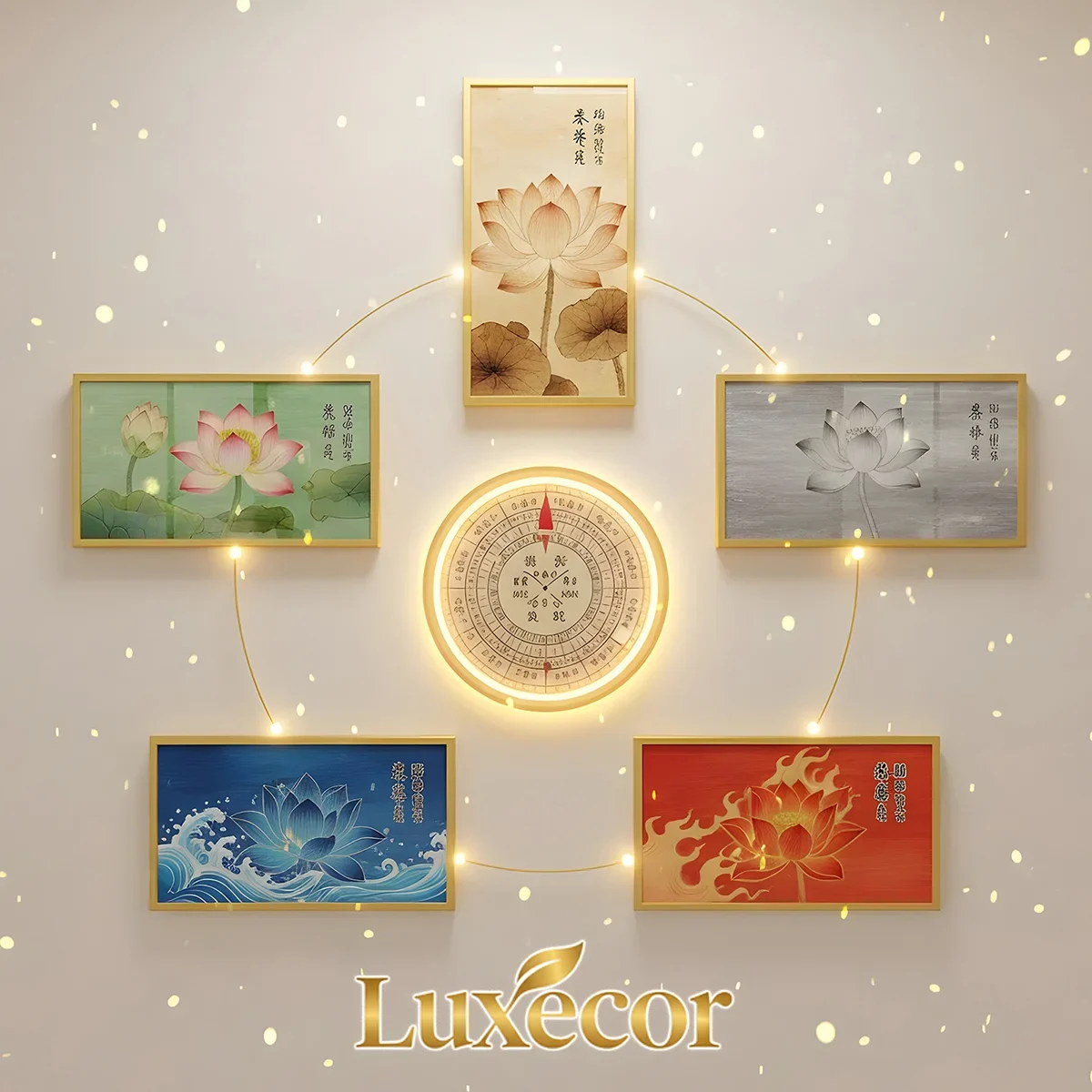 Tranh Hoa Sen Luxecor ngũ hành giúp gia chủ chọn màu sắc hợp mệnh phong thủy an lành