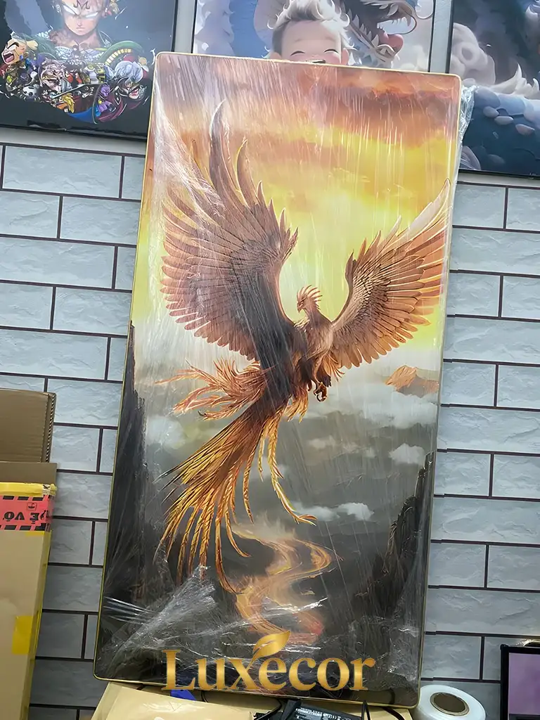 Tranh gương nghệ thuật Phượng Hoàng Luxecor tạo hiệu ứng ánh sáng sang trọng và năng lượng thịnh vượng