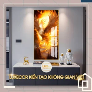Tranh hỏa phụng khổ dọc treo không gian hiện đại, mang năng lượng tích cực