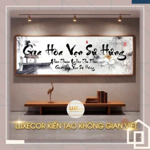 Nghệ thuật tranh phong thủy Gia Hòa Vạn Sự Hưng hoa sen thanh tao giúp thanh lọc không gian sống.