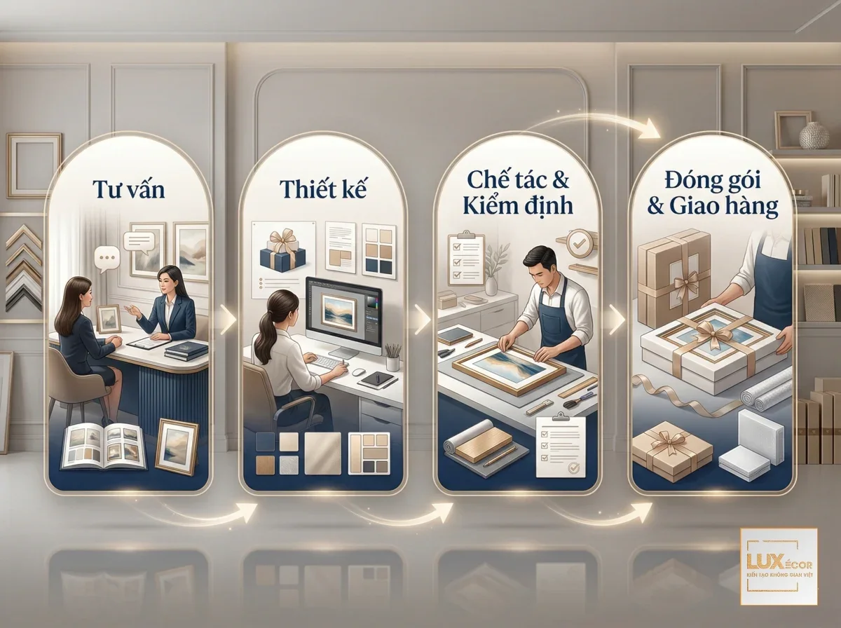 Quy trình đặt hàng tranh quà tặng chuyên nghiệp 4 bước