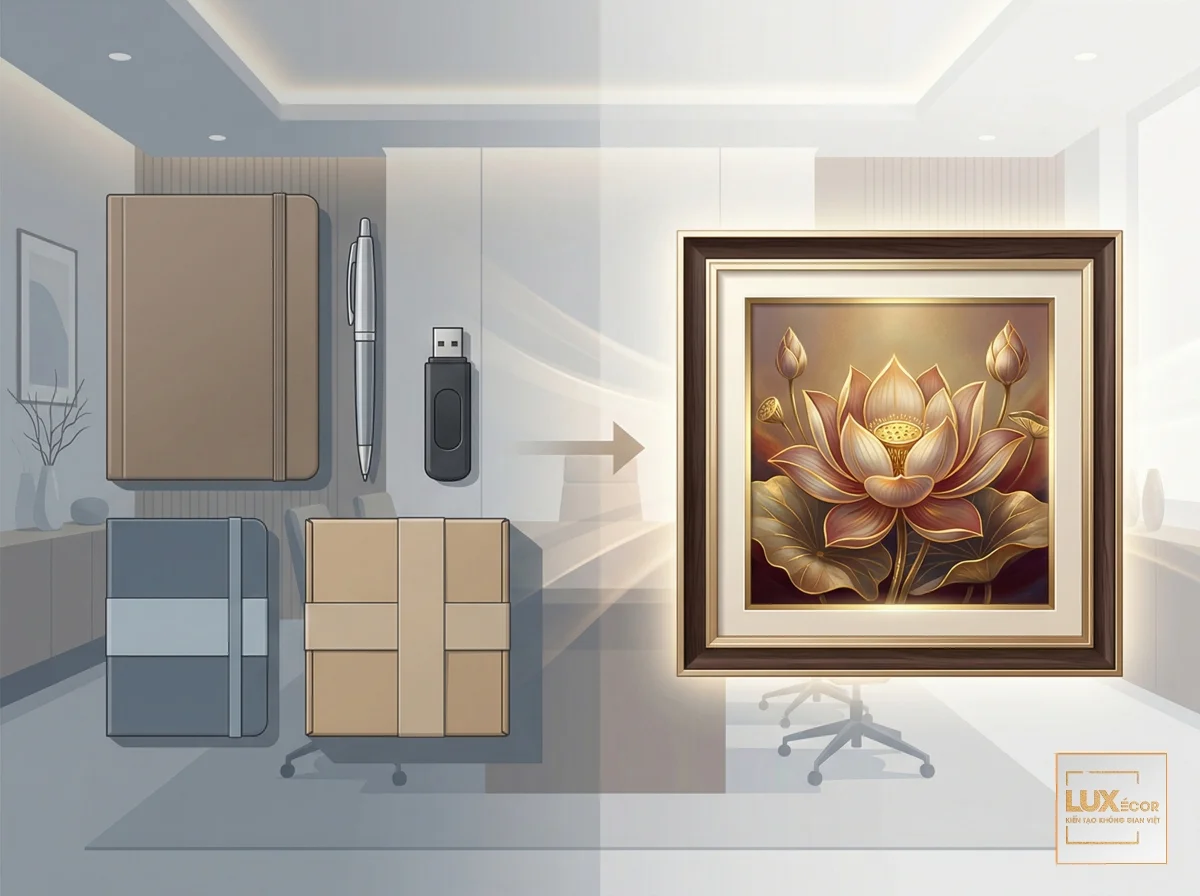 So sánh tranh nghệ thuật và quà tặng công nghiệp nhàm chán