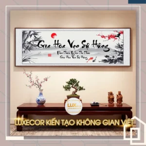 Bức tranh treo tường Gia Hòa Vạn Sự Hưng họa tiết cá chép và trúc rước lộc vượng khí.